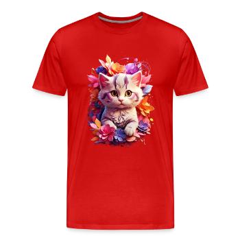 Chat Chat V1 24 01 - T-shirt bio Premium Homme - rouge - Devant - Damien (186cm)