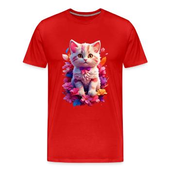 Chat Chat V1 24 15 - T-shirt bio Premium Homme - rouge - Devant - Damien (186cm)