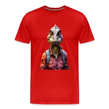 Dino Dinosaur V1 24 03 - Men's Premium Organic T-Shirt - red - Front - Damien (186cm)