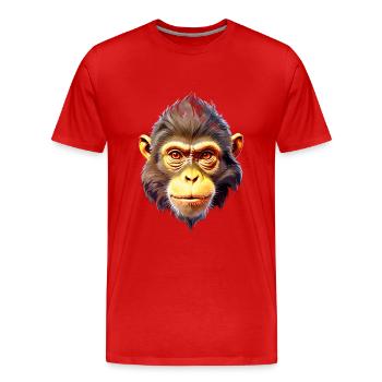 Affe V24 05 - Männer Premium Bio T-Shirt - Rot - Vorne - Damien (186cm)