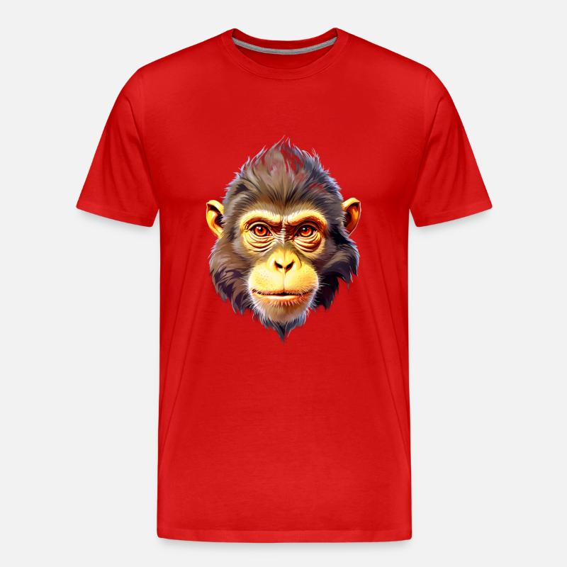 Affe V24 05 - Männer Premium Bio T-Shirt - Rot
