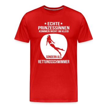 Prinzessin rettungsschwimmmer - Männer Premium Bio T-Shirt - Rot - Vorne - Damien (186cm)