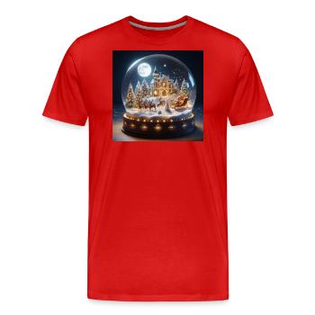 Arbre de Noël de Noël Messe de minuit Père Noël cadeaux - T-shirt bio Premium Homme - rouge - Devant - Damien (186cm)