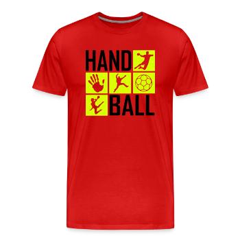 Handball Mosaik klein - Männer Premium Bio T-Shirt - Rot - Vorne - Damien (186cm)