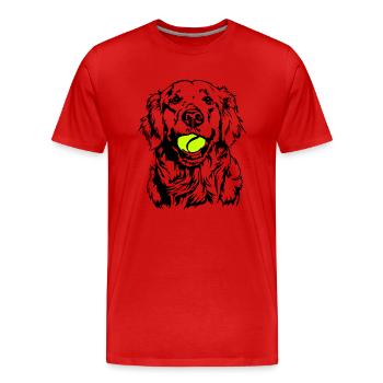 Golden Retriever Ball Junkie Dogs Wilsigns - Men's Premium Organic T-Shirt - red - Front - Damien (186cm)