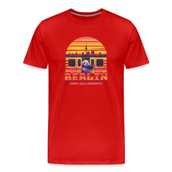 Berlin Retro Sunset | Weird, Wild , Wonderful - Men's Premium Organic T-Shirt - red - Front - Damien (186cm)