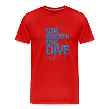 One Breath One Dive - Freediving Culture - Männer Premium Bio T-Shirt - Rot - Vorne - Damien (186cm)