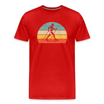 Entraînement en plein air de marche nordique - T-shirt bio Premium Homme - rouge - Devant - Damien (186cm)