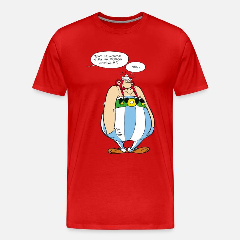Asterix & Obelix - Obelix Sprechblasen - Männer Premium Bio T-Shirt - Rot