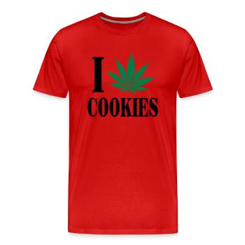 I love cookies - Männer Premium Bio T-Shirt - Rot - Vorne - Damien (186cm)