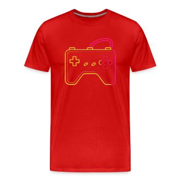 Manette de jeu rétro - T-shirt bio Premium Homme - rouge - Devant - Damien (186cm)