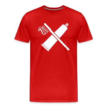 Brosse à dents - T-shirt bio Premium Homme - rouge - Devant - Damien (186cm)