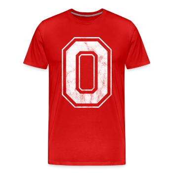 Zahl 0, Null - Männer Premium Bio T-Shirt - Rot - Vorne - Damien (186cm)