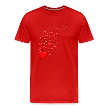 3D Herzen, fliegende Herzchen Geschenk für Frauen - Männer Premium Bio T-Shirt - Rot - Vorne - Damien (186cm)
