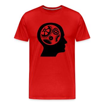 Zahnräder im Kopf - Silhouette - Männer Premium Bio T-Shirt - Rot - Vorne - Damien (186cm)