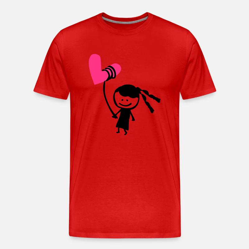 Kleines Mädchen mit Herzballon - Männer Premium Bio T-Shirt - Rot