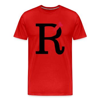 Capital lettre R avec des coeurs - T-shirt bio Premium Homme - rouge - Devant - Damien (186cm)