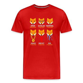 Füchse in verschiedenen Themen - Männer Premium Bio T-Shirt - Rot - Vorne - Damien (186cm)