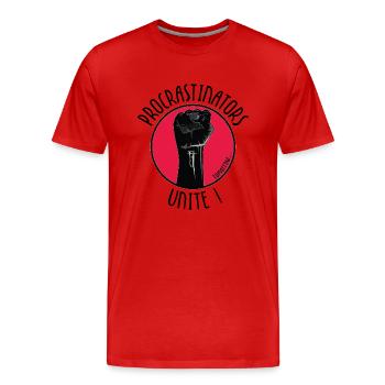 Procrastinators Unite ! tomorrow... - T-shirt bio Premium Homme - rouge - Devant - Damien (186cm)