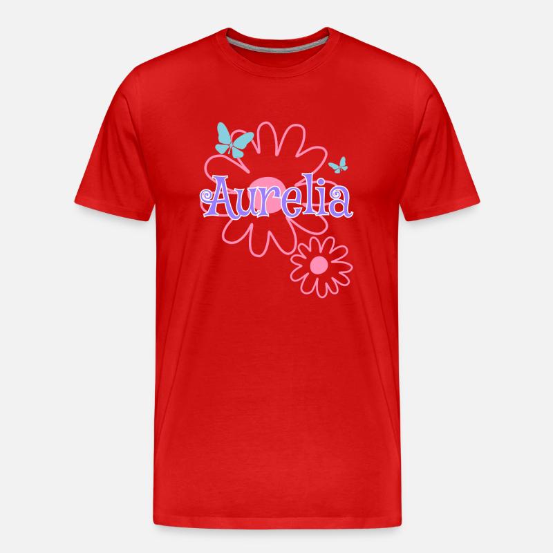 Aurelia Name Mädchenname Gänseblümchen - Männer Premium Bio T-Shirt - Rot