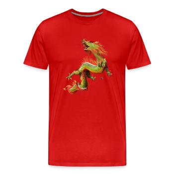 Dragon chinois - T-shirt bio Premium Homme - rouge - Devant - Damien (186cm)
