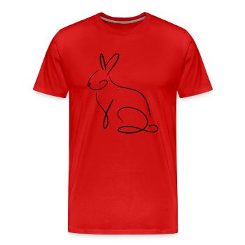 Hase Line Art - Minimaliste - T-shirt bio Premium Homme - rouge - Devant - Damien (186cm)