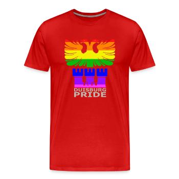 Duisburg Adler Coat of Arms CSD Rainbow Colors Pride - Men's Premium Organic T-Shirt - red - Front - Damien (186cm)
