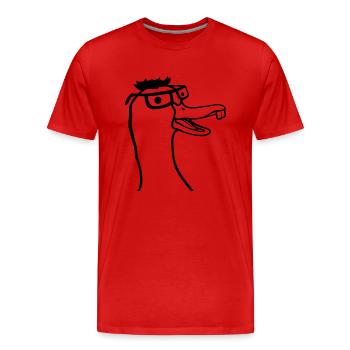 Geek Hornbrille Nerd Gans - Männer Premium Bio T-Shirt - Rot - Vorne - Damien (186cm)