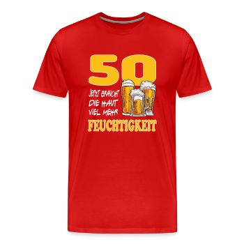 Geburtstag 50 Jahre Bier Saufen Alkohol Birthday - Männer Premium Bio T-Shirt - Rot - Vorne - Damien (186cm)