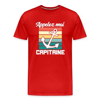 Appelez moi capitaine cadeau humour homme marin - T-shirt bio Premium Homme - rouge - Devant - Damien (186cm)