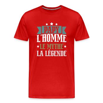 Papy l'homme le mythe la légende cadeau papy drôle - T-shirt bio Premium Homme - rouge - Devant - Damien (186cm)