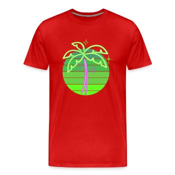 Neonpalme - Männer Premium Bio T-Shirt - Rot - Vorne - Damien (186cm)