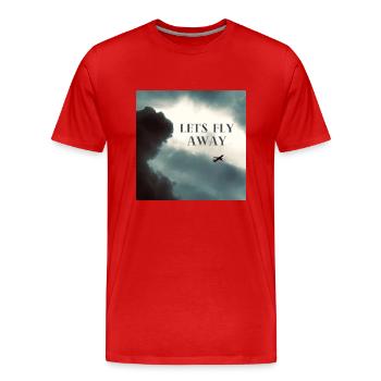 Envolons-nous du thème. Envolons loin. voyager - T-shirt bio Premium Homme - rouge - Devant - Damien (186cm)