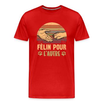 félin pour l'autre - T-shirt bio Premium Homme - rouge - Devant - Damien (186cm)