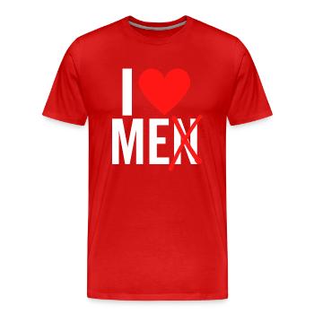I Love Men I Love Me - Men's Premium Organic T-Shirt - red - Front - Damien (186cm)