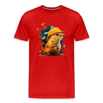 Spermophiles en tant que travailleurs de la construction portant des casques de sécurité jaunes - T-shirt bio Premium Homme - rouge - Devant - Damien (186cm)