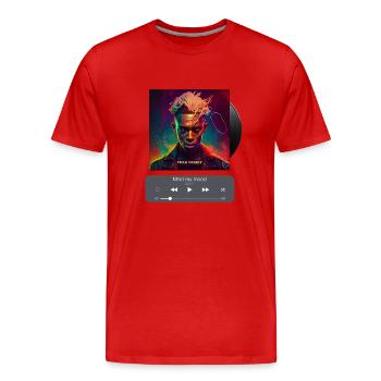 Mind my mood, Album cover, Art of music, AI shirts - Männer Premium Bio T-Shirt - Rot - Vorne - Damien (186cm)