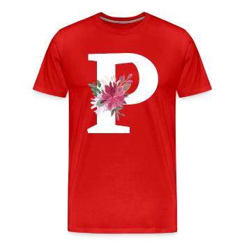 Buchstabe p blumig - Männer Premium Bio T-Shirt - Rot - Vorne - Damien (186cm)