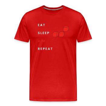 Eat Sleep Aim Repeat - Men's Premium Organic T-Shirt - red - Front - Damien (186cm)