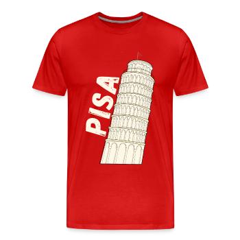 Pise Florence La Tour penchée de Pise Souvenir - T-shirt bio Premium Homme - rouge - Devant - Damien (186cm)