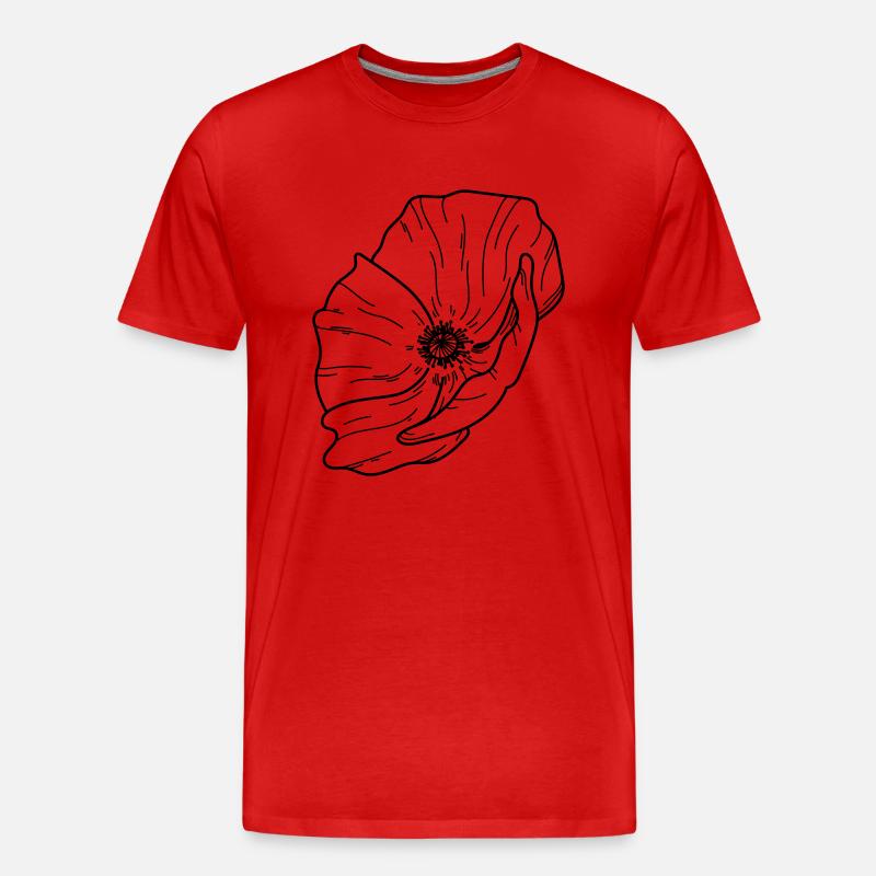 Mohn Blume - Männer Premium Bio T-Shirt - Rot