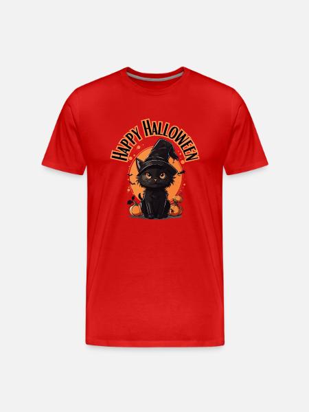 Happy Halloween Cat - Männer Premium Bio T-Shirt - 