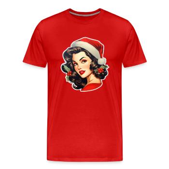 Woman with santa hat - Men's Premium Organic T-Shirt - red - Front - Damien (186cm)