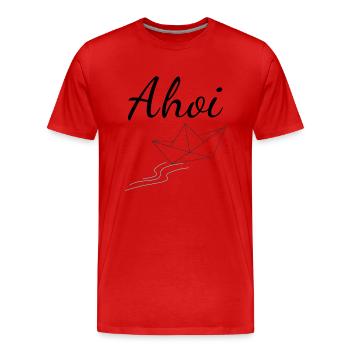 Ahoy Bateau Mer du Nord Bateau Croisière Mer Été - T-shirt bio Premium Homme - rouge - Devant - Damien (186cm)