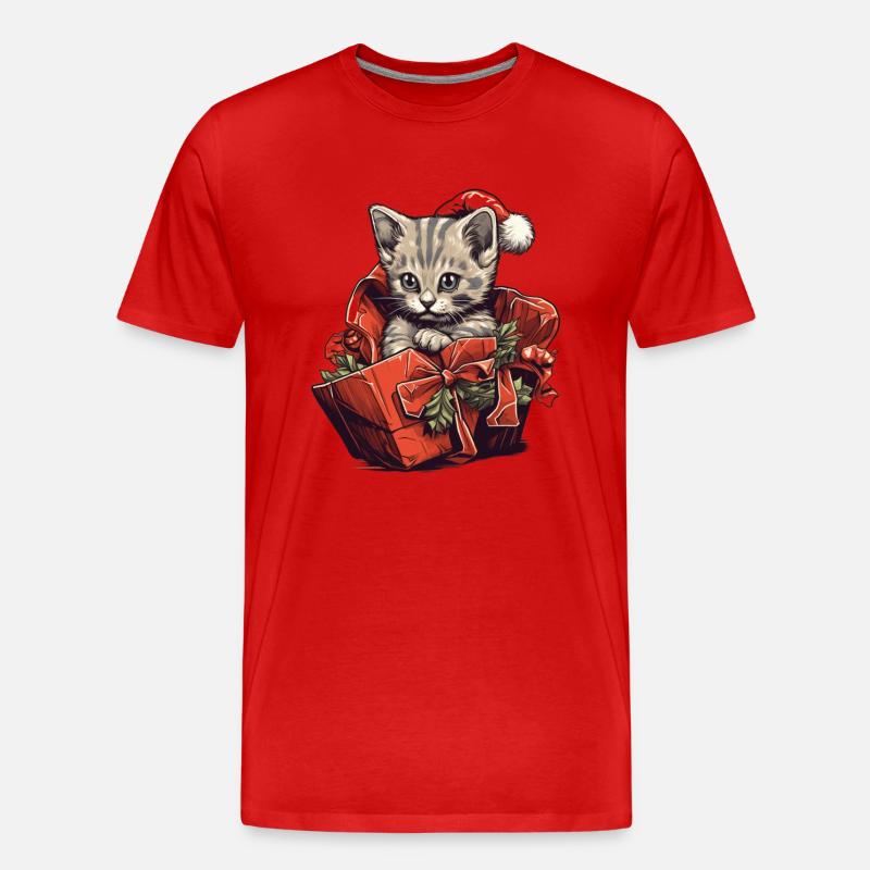 Weihnachtskätzchen4 - Männer Premium Bio T-Shirt - Rot