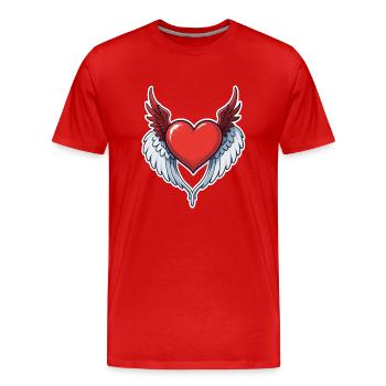 Red Heart with Wings - Men's Premium Organic T-Shirt - red - Front - Damien (186cm)