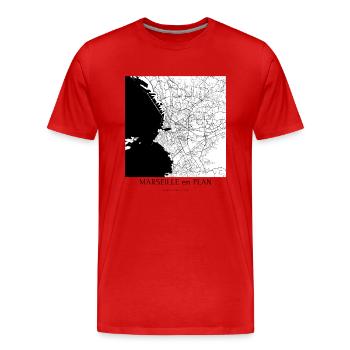 MARSEILLE en PLAN § - T-shirt bio Premium Homme - rouge - Devant - Damien (186cm)