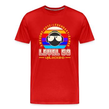 Stufe 59 - Männer Premium Bio T-Shirt - Rot - Vorne - Damien (186cm)