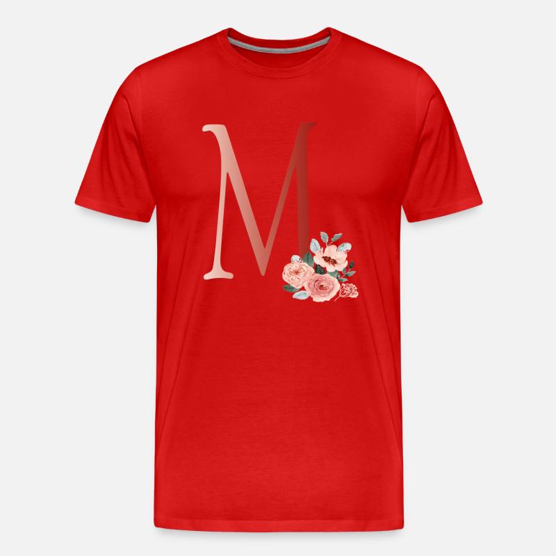 Buchstabe M mit Blumen - Männer Premium Bio T-Shirt - Rot