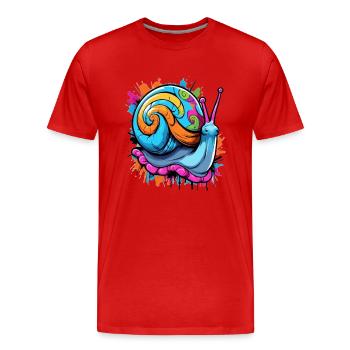 Partyschnecke bunte Weinbergschnecke - Männer Premium Bio T-Shirt - Rot - Vorne - Damien (186cm)